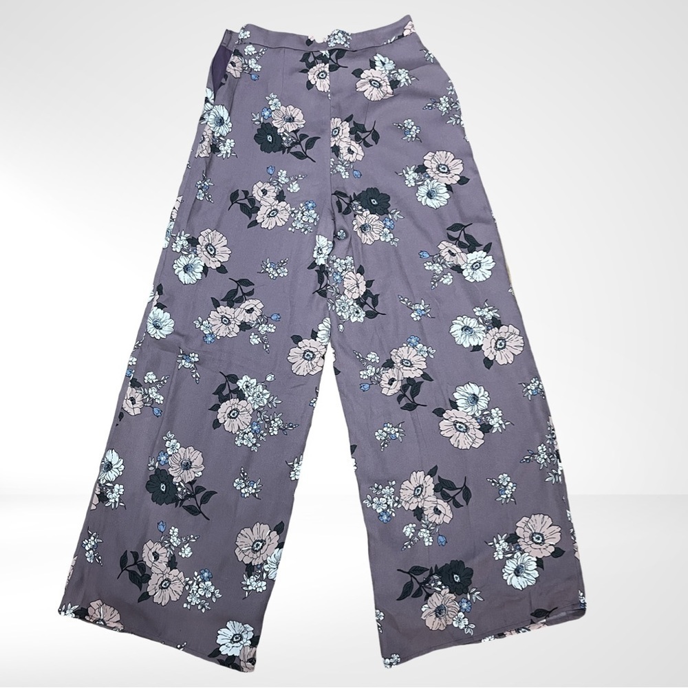 Sadie and Sage Wide Leg Floral Lined Trousers Mauve and Pink Size Small EUC​​​​​ - Picture 4 of 10